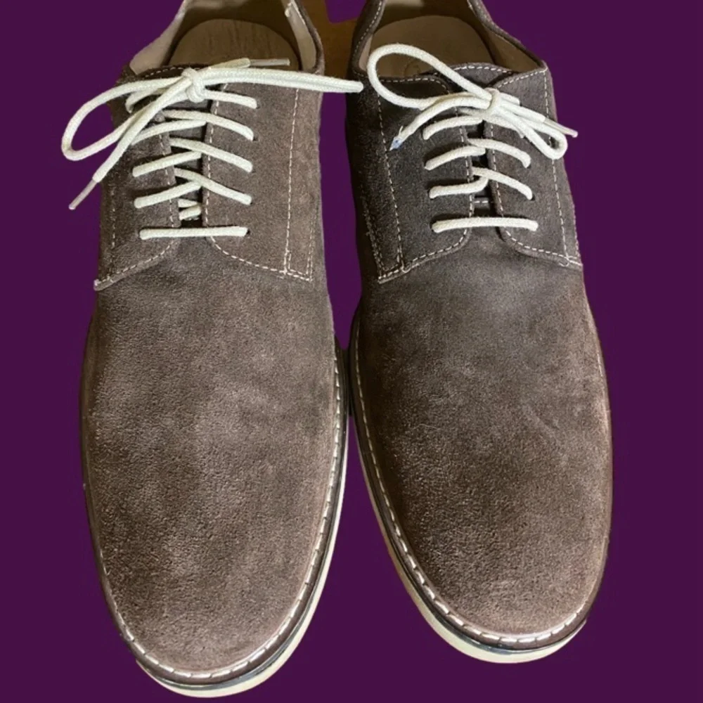 Asher Green-Men’s 11 chocolate brown genuine suede leather Oxford. Sharp! EUC